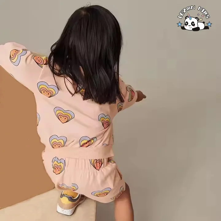 LEZONKIDS - Customizable Spring Sport Casual Long Sleeve and Shorts Girls Clothing Sets for 11 Years Old